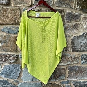 St. John Sport by Marie Gray Wool Blend Open Knit Poncho in Lime Green One Size